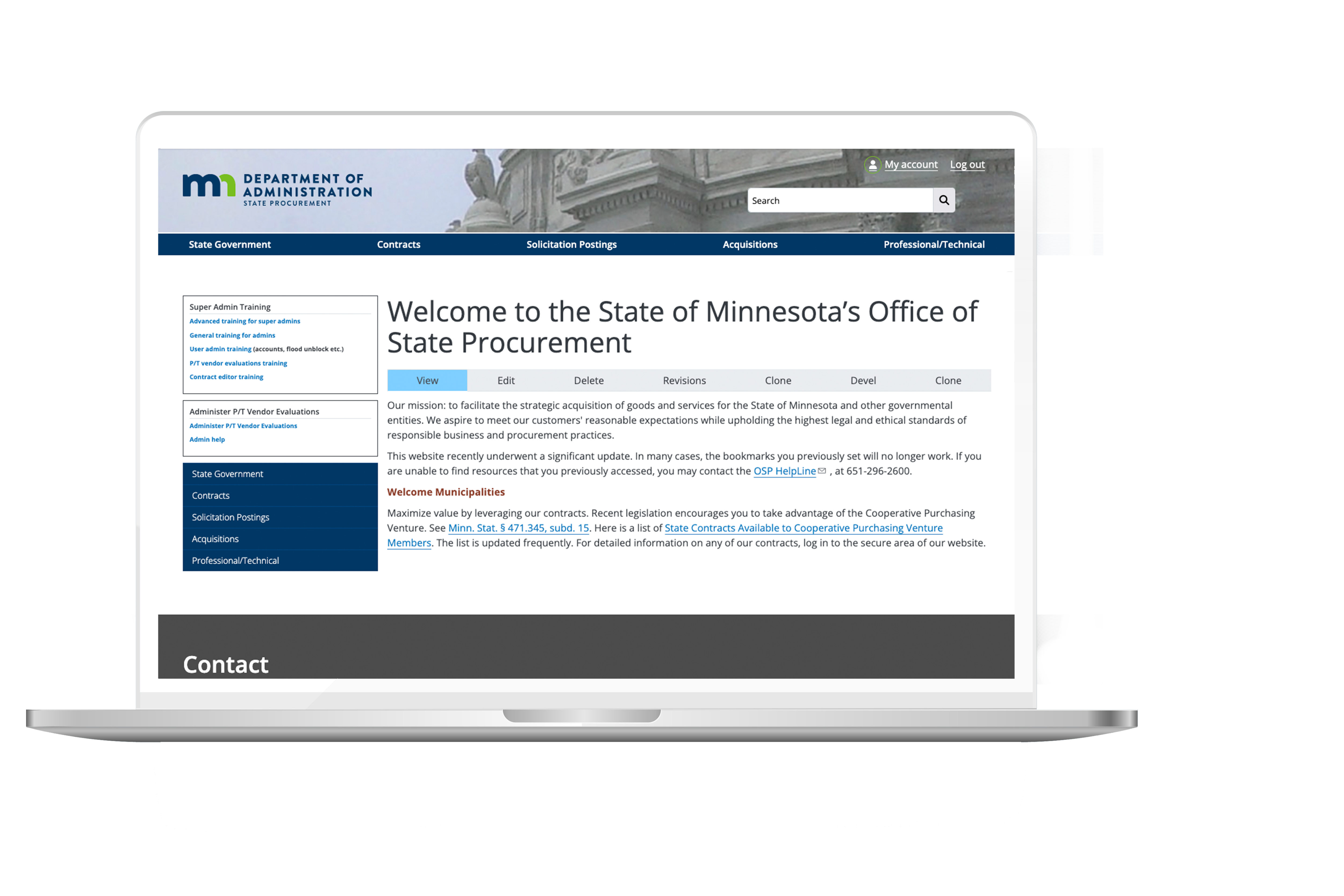 Minnesota Department of Administration Office of State Procurement Website Drupal CMS Government
