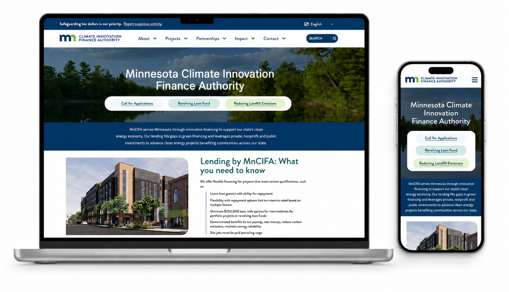 MnCIFA desktop website and mobile website
